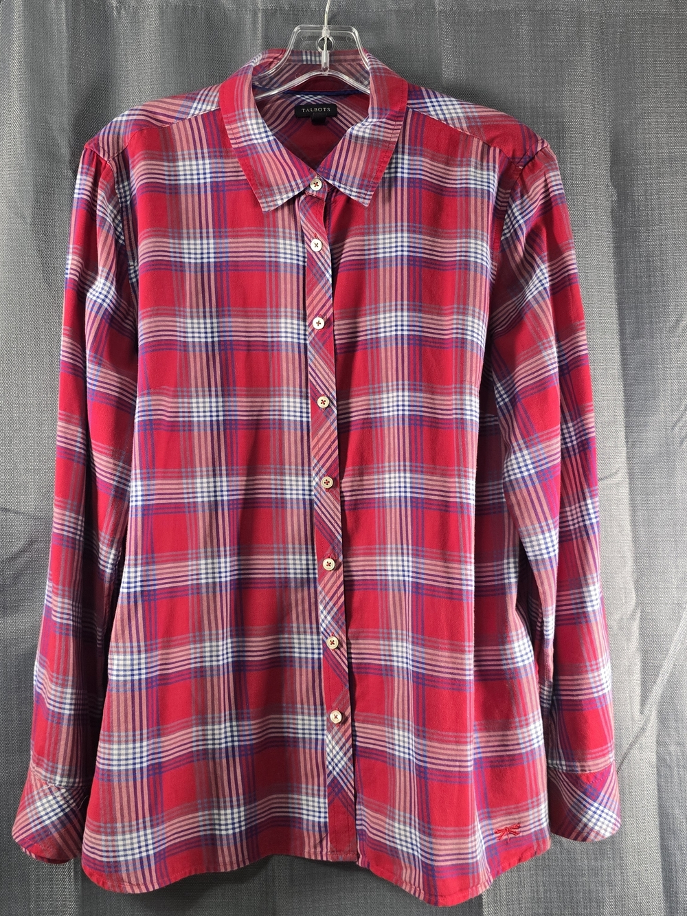 Talbots Red Plaid Long-Sleeve Button-Down Shirt